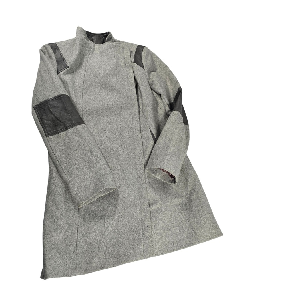 Calvin Klein Womens Grey Wool Blend Asymmetrical Zip Funnel Neck‎ Coat Size M